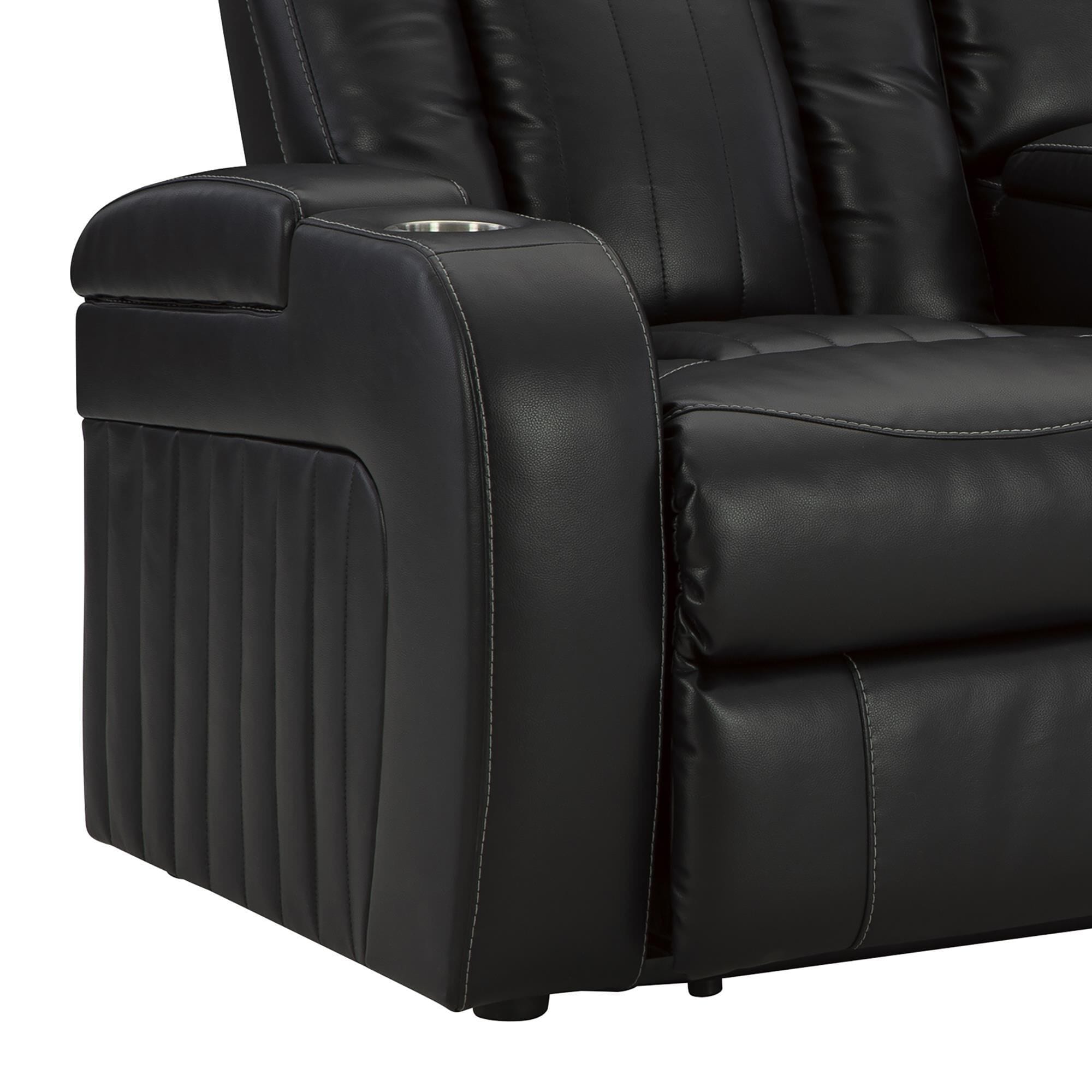 Ashley Caveman Den Power Reclining Loveseat with Console in Midnight