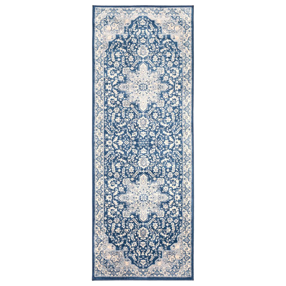 Surya Monaco MOC-2314 2'6" x 8' Navy, Cream and Silver Gray Scatter Rug, , large