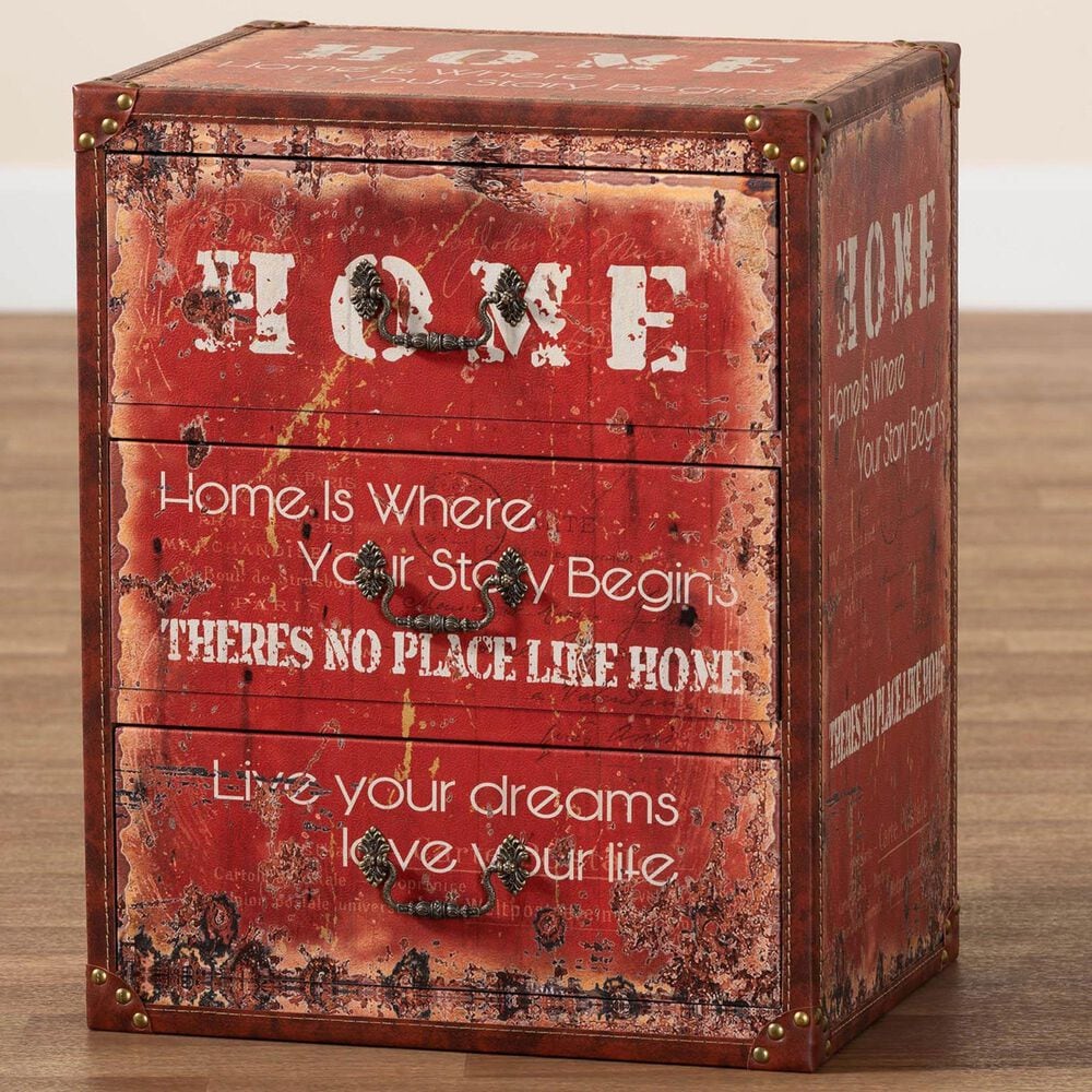 Baxton Studio Lorand 3-Drawer Storage Trunk in Red, , large