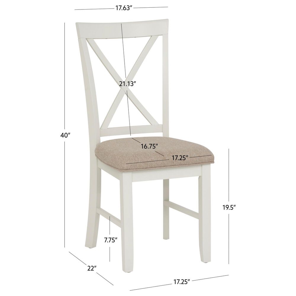 Linon Home Decor Jane Side Chair with Light Tan Cushion in Vanilla White, , large