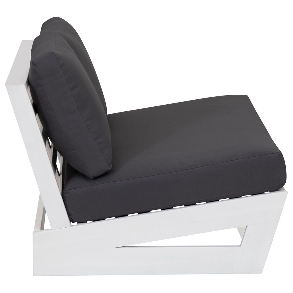 Linon Home Decor Silbury Outdoor Bench with Grey Cushion in White, , large