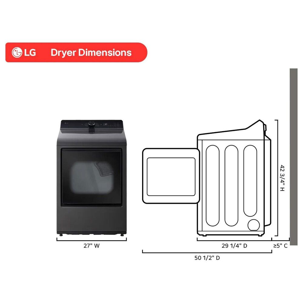 LG 5 Cu. Ft. Smart Top Load Washer and 7.3 Cu. Ft. Electric Dryer Laundry Pair in Platinum Black, , large