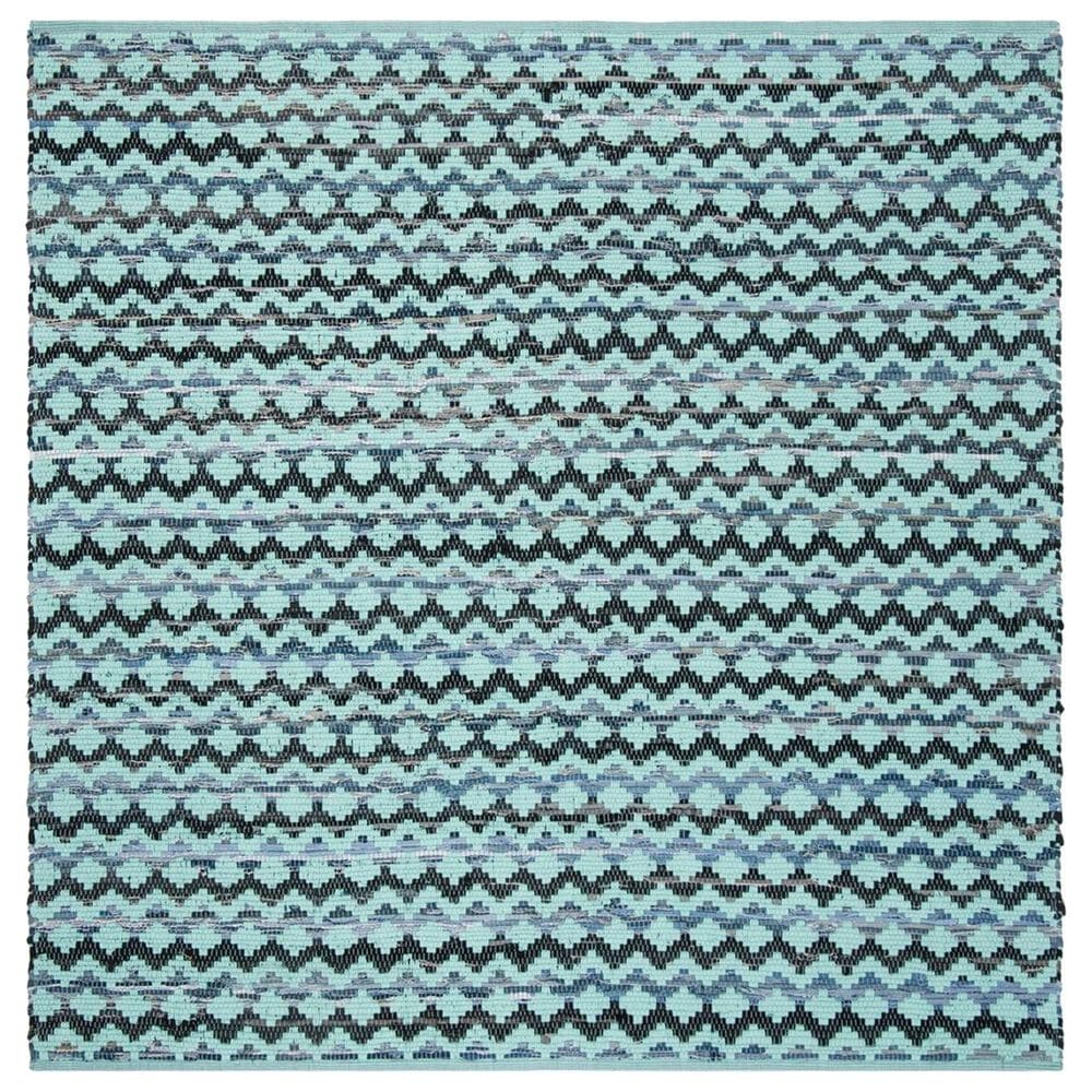 Safavieh Montauk 6" Square Turquoise, Blue and Black Area Rug, , large