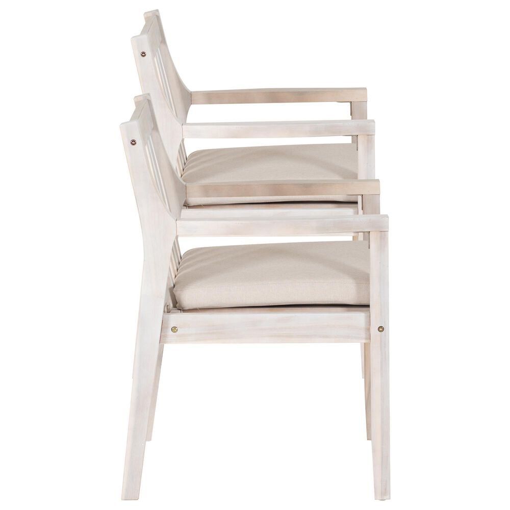 Linon Home Decor Teagon Patio Arm Chair with Beige Cushion in Natural (Set of 2), , large