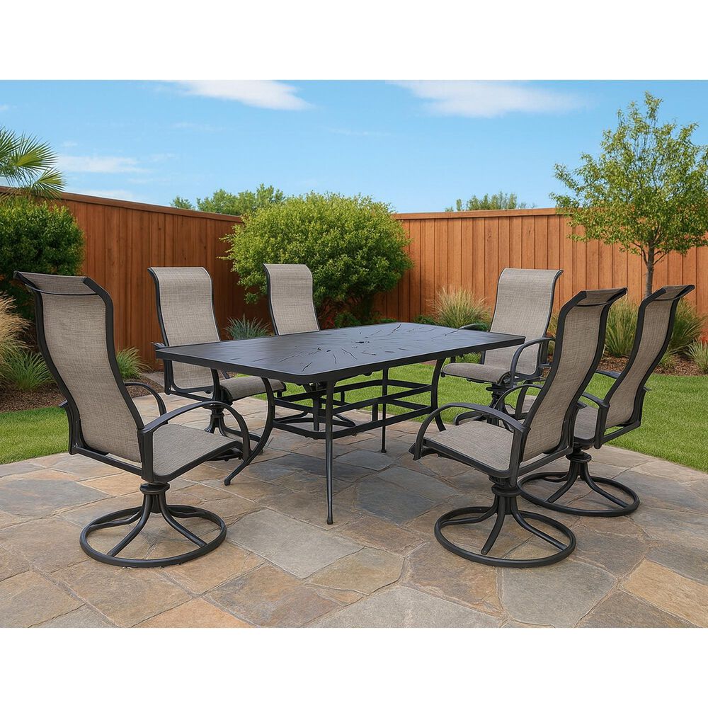 GatherCraft Galatia 7-Piece Rectangular Patio Dining Set in Bronze, , large