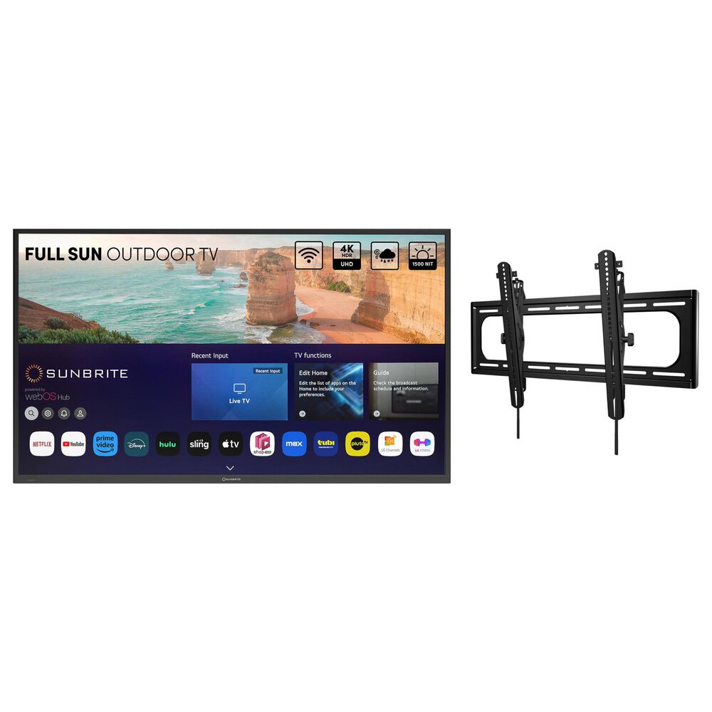 Sunbrite 65" Solis Series Outdoor Full Sun 4K UHD HDR - Smart TV with Premium Large Tilt Mount in Black, , large