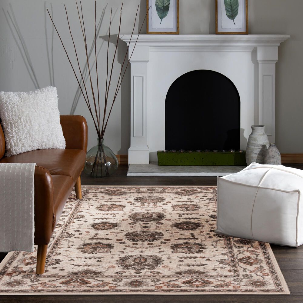 Central Oriental Heirloom Brigitta Cinnabar and Blush 5&#39;3&quot; x 7&#39;7&quot; Area Rug, , large
