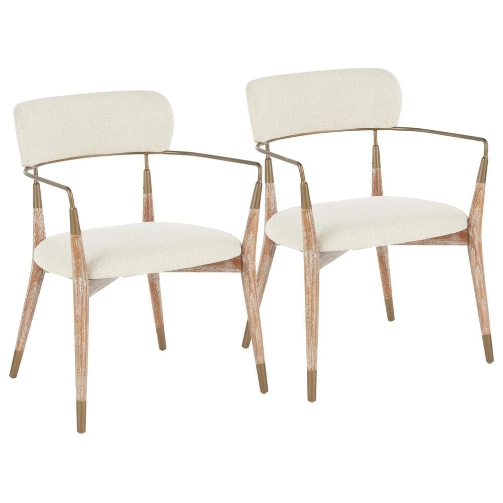 Lumisource Savannah Arm Chair with Cream Cushion in Copper and Whitewashed (Set of 2), , large