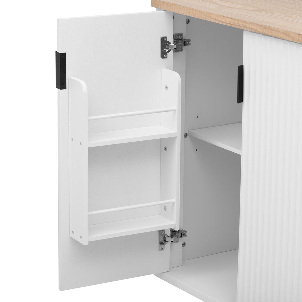 HOMLUX 51" Kitchen Island with Drop Leaf in White Ash, , large