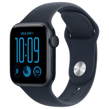 Apple Watch SE 3 (GPS) 40mm Midnight Aluminum Case with Navy Blue Sport Band - M/L, , large