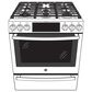 GE Profile 30" Smart Slide-In Front Control Gas Range in Black Stainless Steel, , large