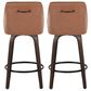 LumiSource Hannah Swivel Counter Stool with Camel Faux Leather Upholstery in Walnut and Black (Set of 2), , large