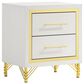 Pacific Landing Lucia 2-Drawer Nightstand in Bright White and Gold, , large