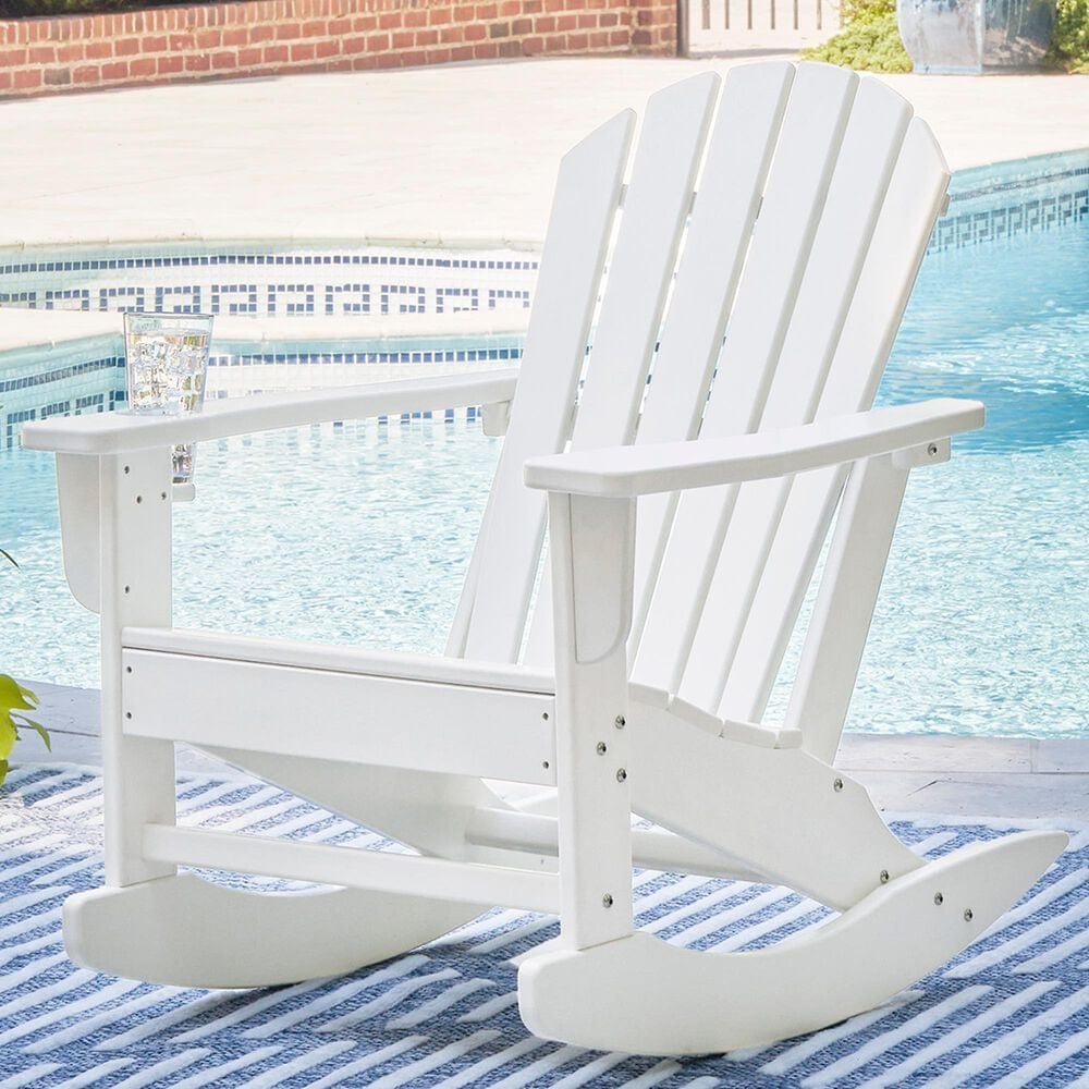 Ashley Sundown Treasure Patio Rocking Chair in White, , large