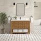 James Martin Vanities Malibu 48" Single Bathroom Vanity in Amber Birch with Single Hole 3 cm White Zeus Quartz Top and Rectangular Sink, , large