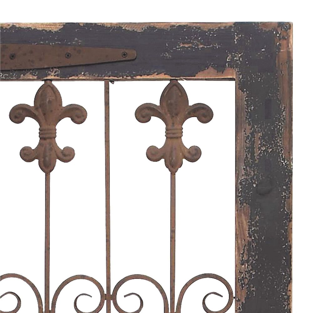 Maple and Jade 57&quot; x 16&quot; Gate Wall Decor in Dark Gray and Brown, , large
