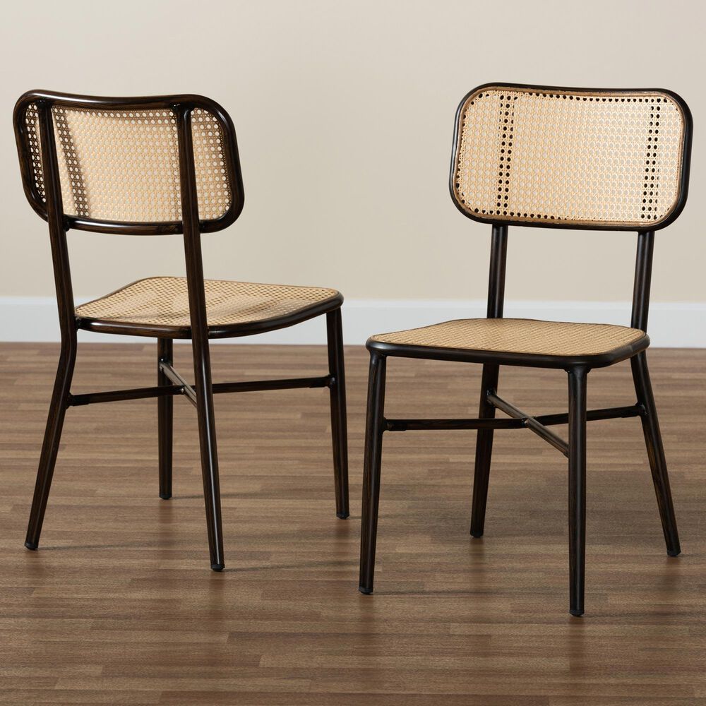 Baxton Studio Katina Side Chair in Dark Brown and Natural (Set of 2), , large