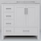 Lexora Home Jacques 36" Right Offset Single Bathroom Vanity in White with 2 cm White Carrara Marble Top and Rectangular Sink, , large