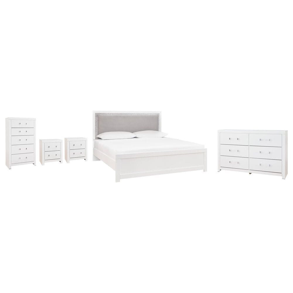 Ashley Maeling Queen Panel Bed with Dresser, Chest, and Two Nightstands in Matte White, , large