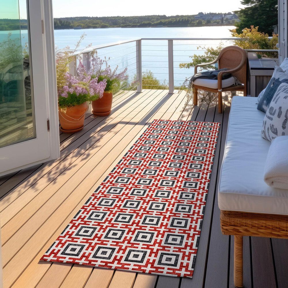Dalyn Rug Company Marlo 2&#39;3&quot; x 12&#39; Red Indoor/Outdoor Runner, , large