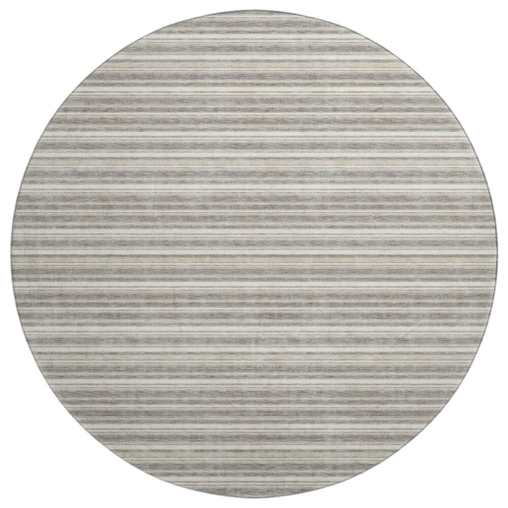 Dalyn Rug Company Soft Essentials Striped Taupe 8" Round Indoor/Outdoor Area Rug, , large