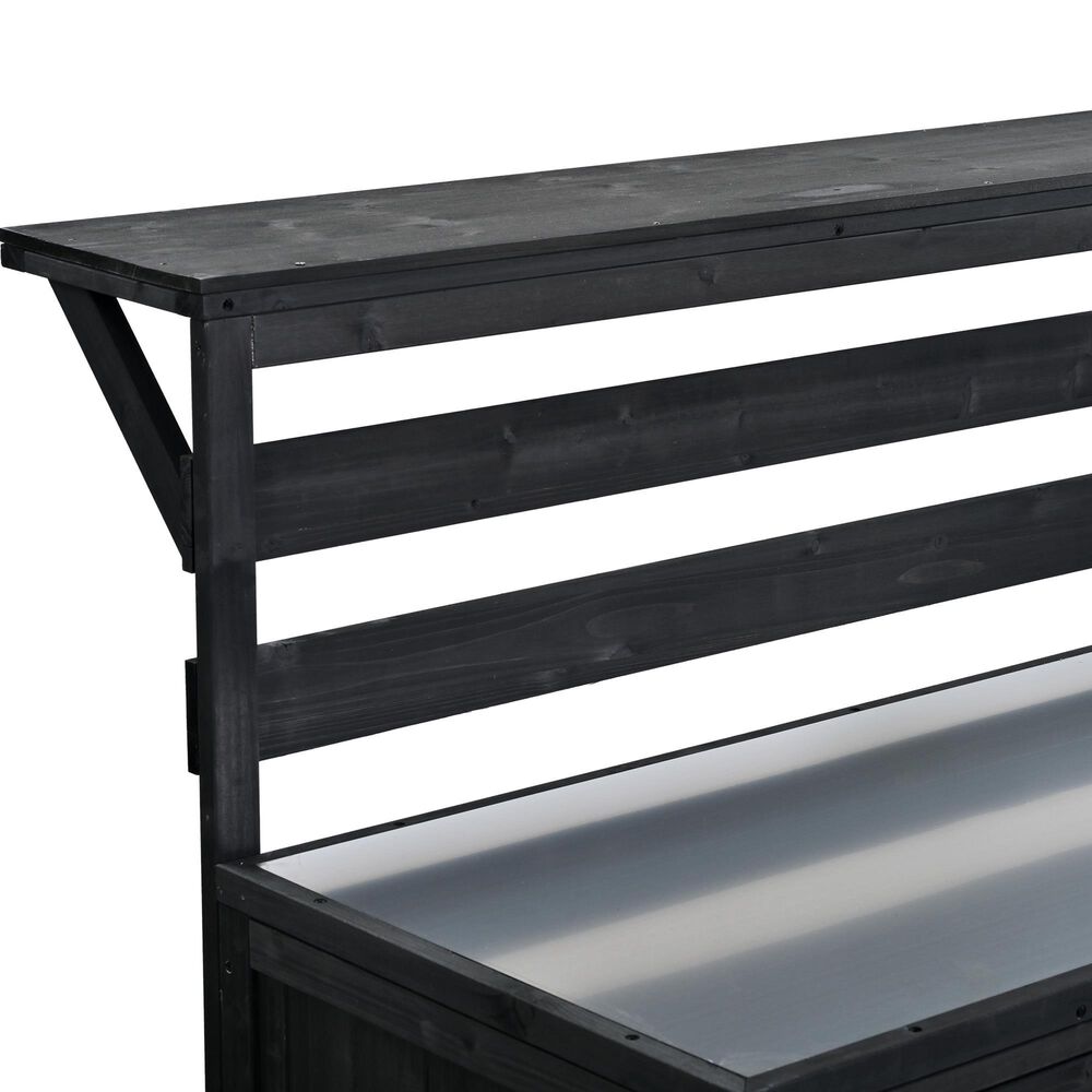 HOMLUX 62.3'' Outdoor Kitchen Island in Black, , large