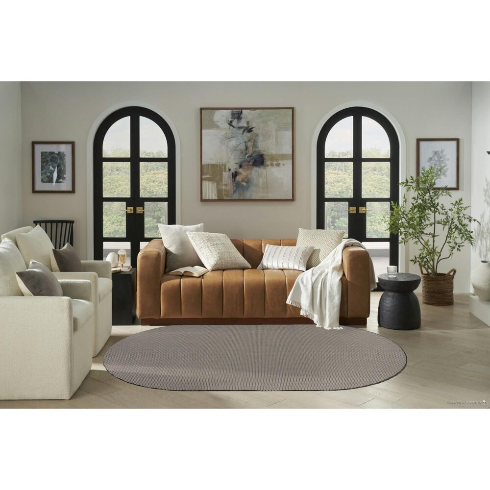 Nourison Courtyard Ivory and Charcoal 5&#39; x 8&#39; Oval Indoor/Outdoor Area Rug, , large