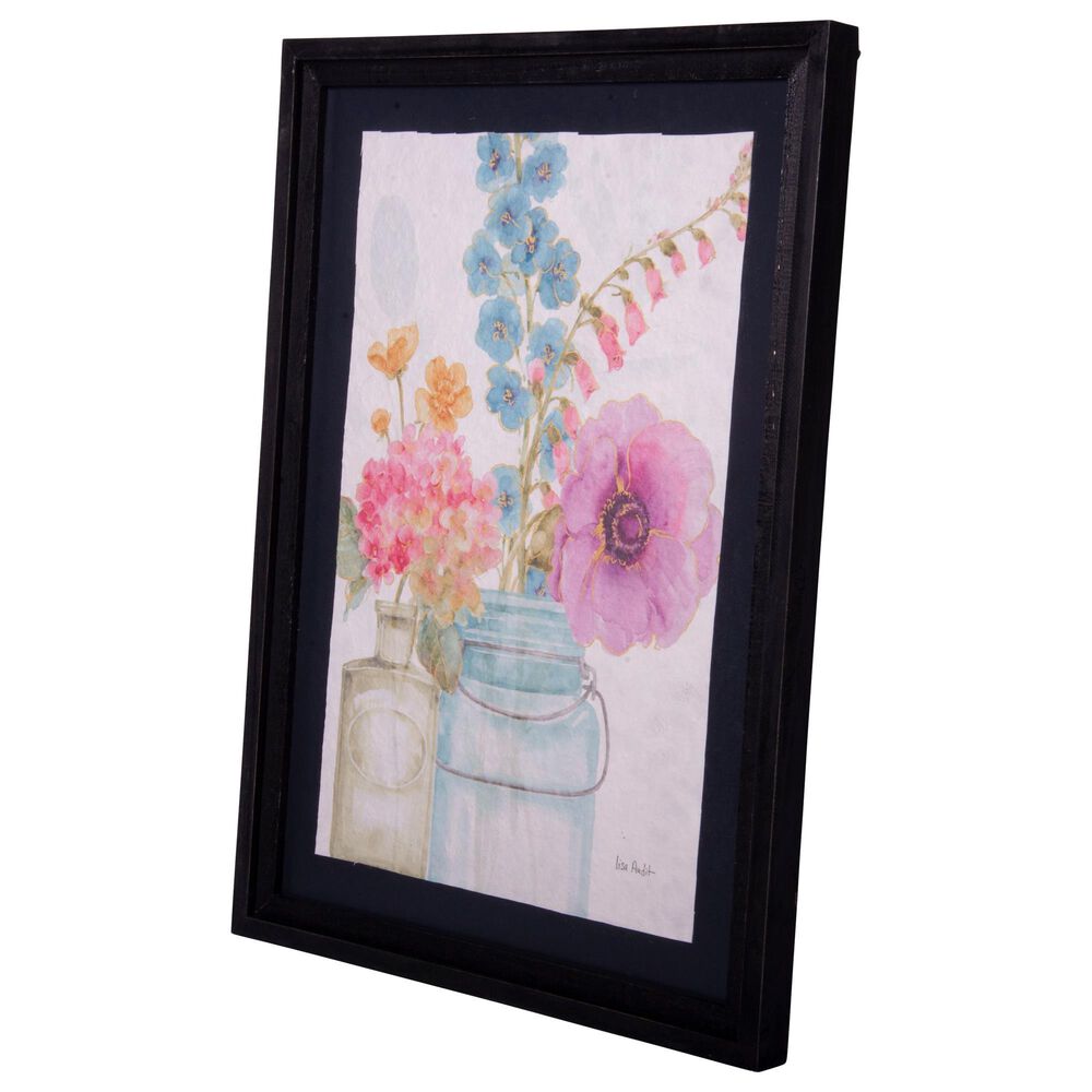 VIP Home and Garden American Mercantile Framed Floral Art in Black Wood Frame, , large