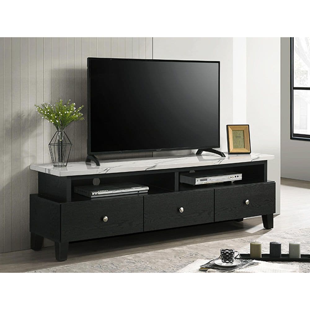 Crown Mark Alina 71" TV Stand in Black and White, , large