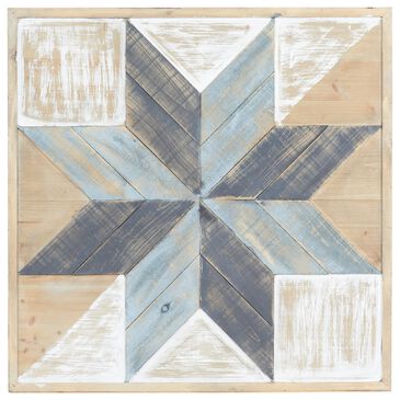 Maple and Jade 31" x 31" Farmhouse Wall Decor in Blue, Brown and Whitewashed, , large