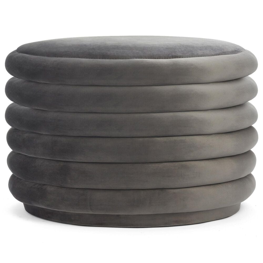 Accents DeVille Madison Large Pouf in Dark Gray, , large
