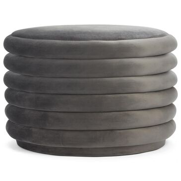 Accents DeVille Madison Large Pouf in Dark Gray, , large