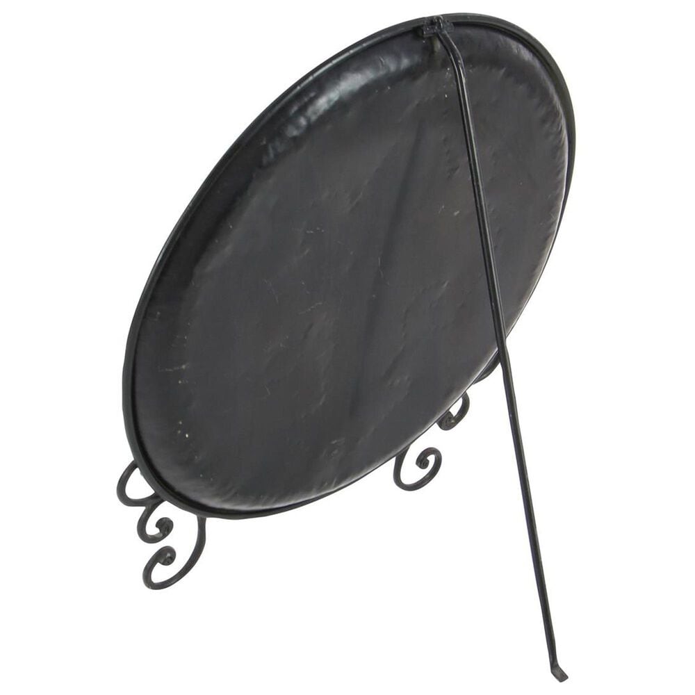 Maple and Jade Embossed Detail Fleur De Lis Decorative Charger with Stand in Brown, , large