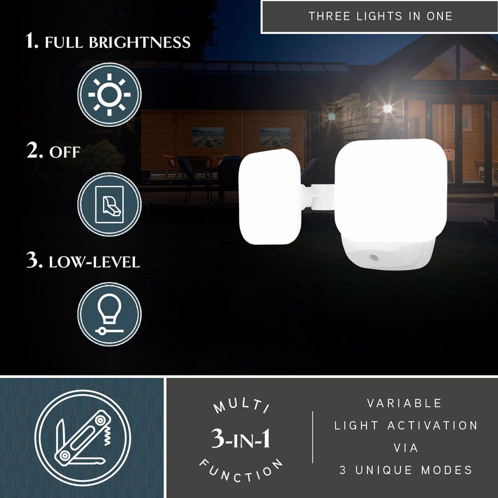 Vaxcel Theta 2-Light LED Outdoor Dusk-to-Dawn Flood Light in White, , large