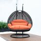 Leisuremod Patio 2-Seat Hanging Egg Swing Chair with Orange Cushion in Charcoal, , large