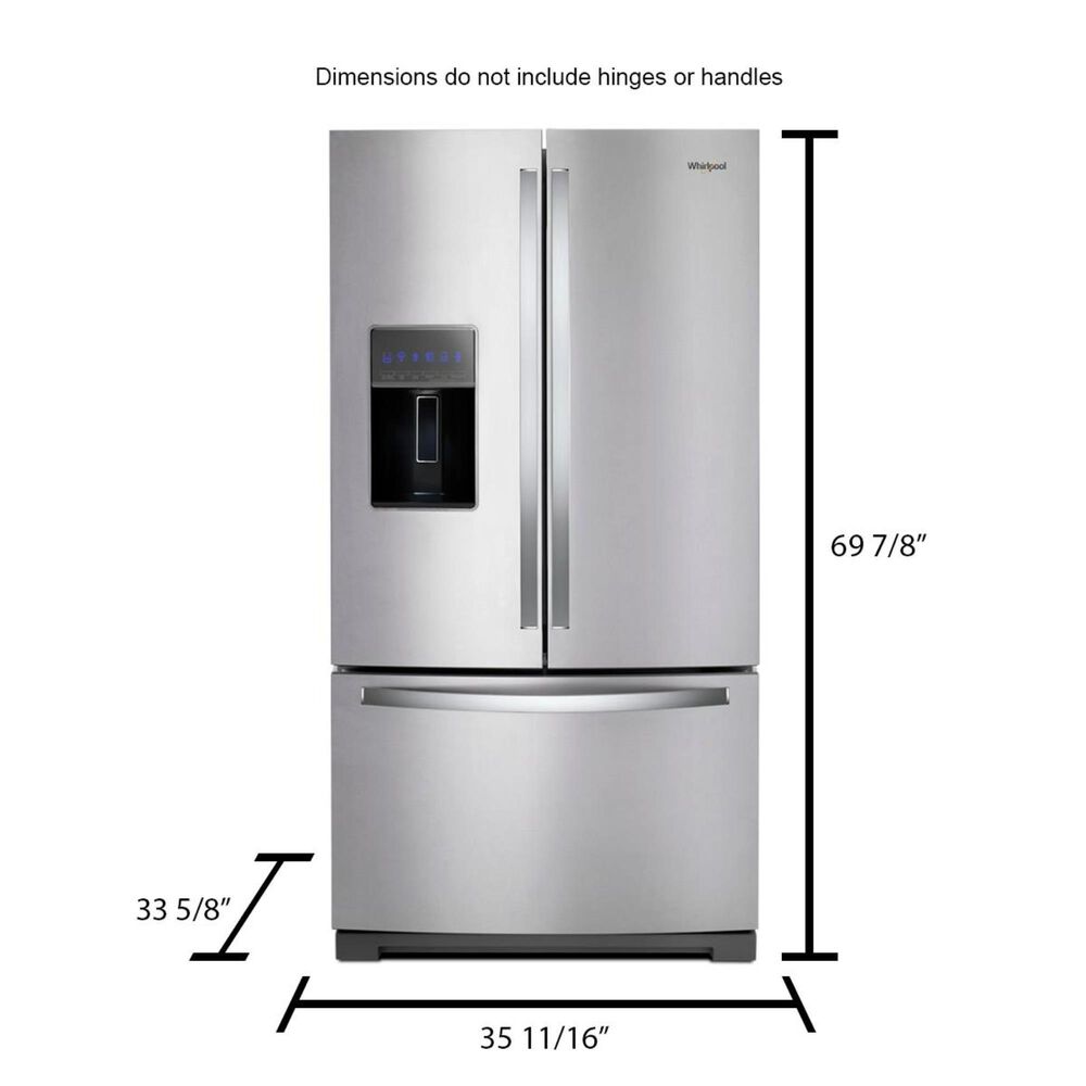 Whirlpool 27 Cu. Ft. 36&quot; Wide French Door Refrigerator in Stainless Steel, , large
