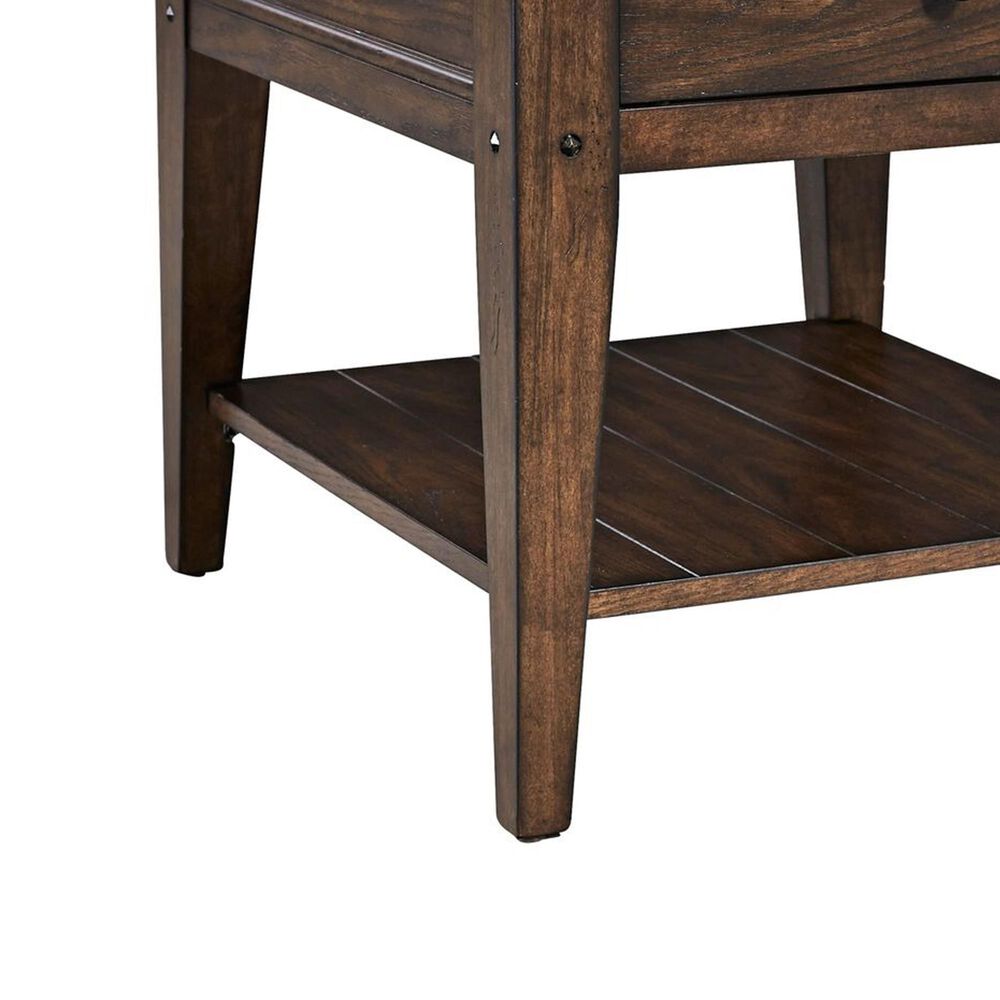 Belle Furnishings Lake House End Table in Rustic Brown Oak, , large