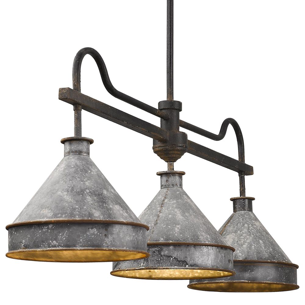 Golden Lighting Jasper 3-Light Linear Pendant in Antique Black and Weathered Gold, , large