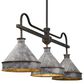 Golden Lighting Jasper 3-Light Linear Pendant in Antique Black and Weathered Gold, , large