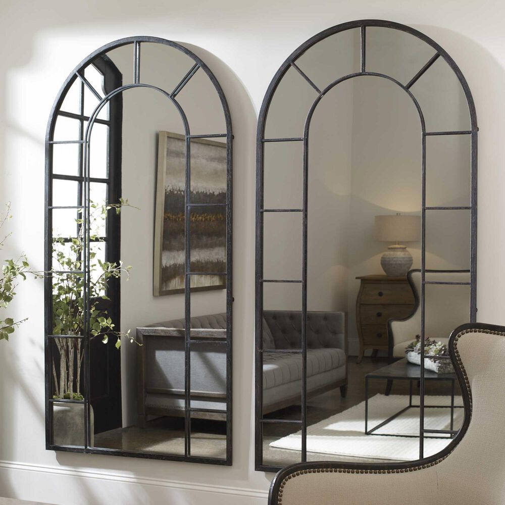 Uttermost Dillingham Arch Mirror in Aged Black, , large