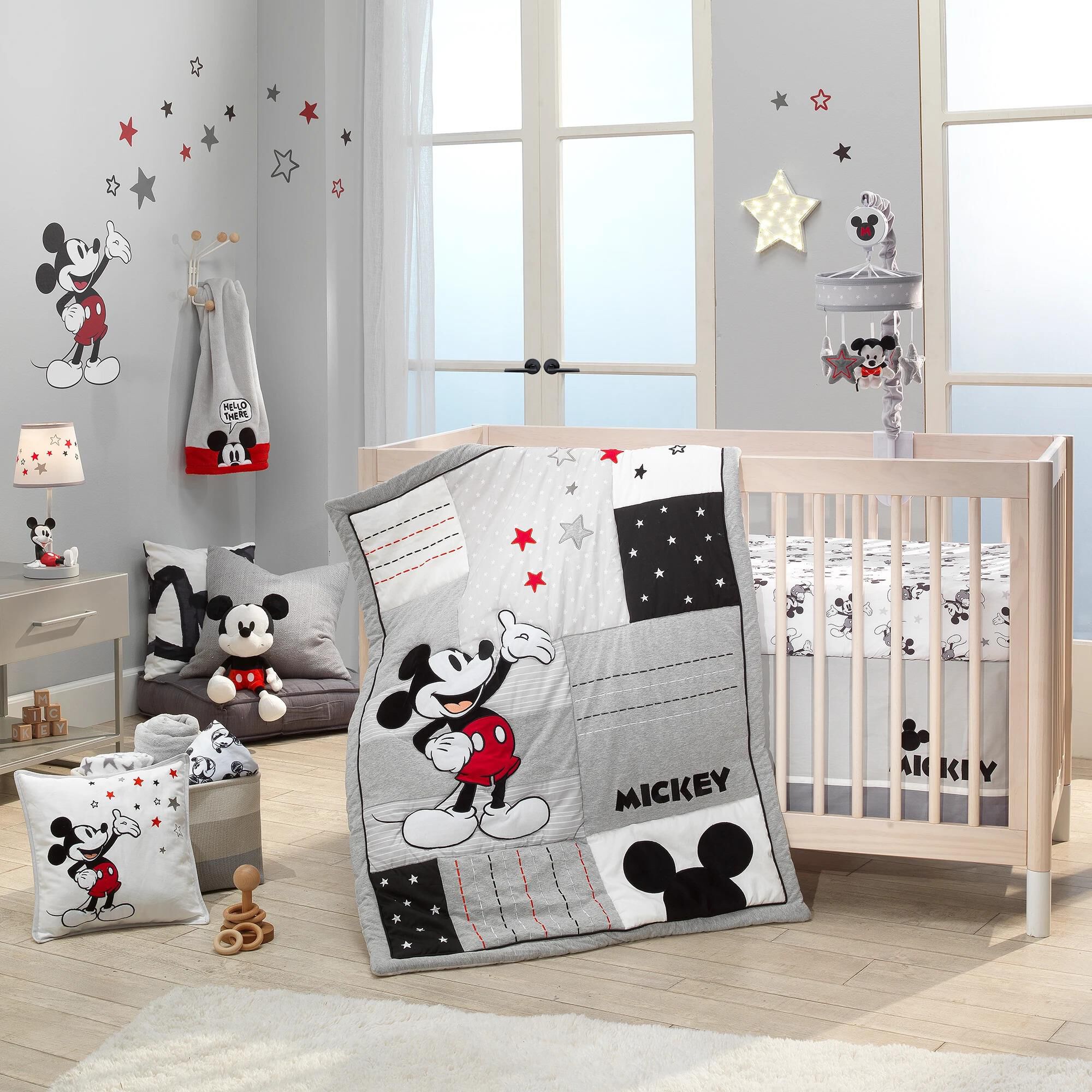 Grey and white crib sheets top