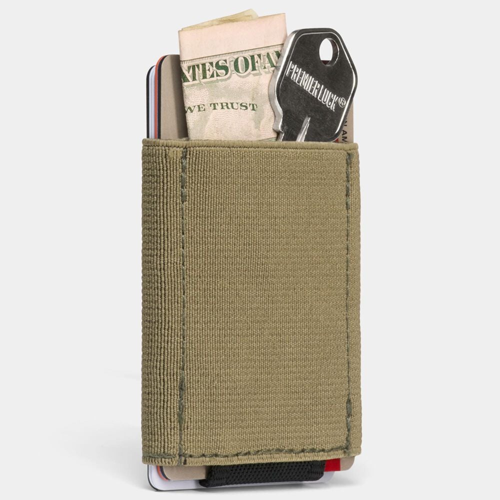 Nomatic Slim Wallet with Leather Tab in Olive and Brown, , large
