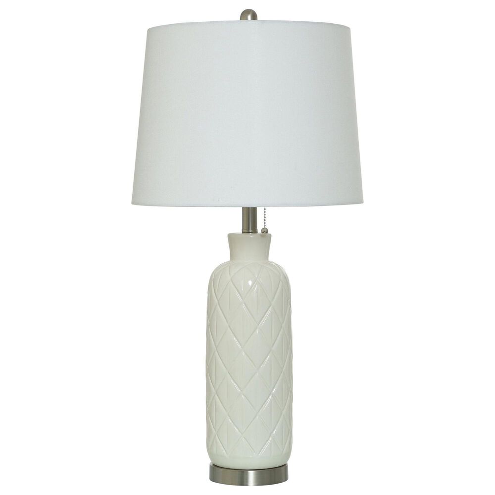 Flair Industries 30&quot; Geometric Ceramic Table Lamp in Ivory, , large