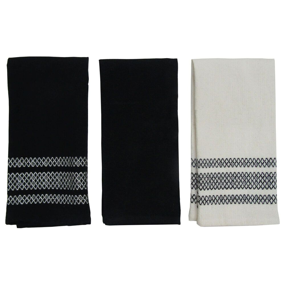 Willow &amp; Hem Cumberland Kitchen Towel in Black (Set of 3), , large