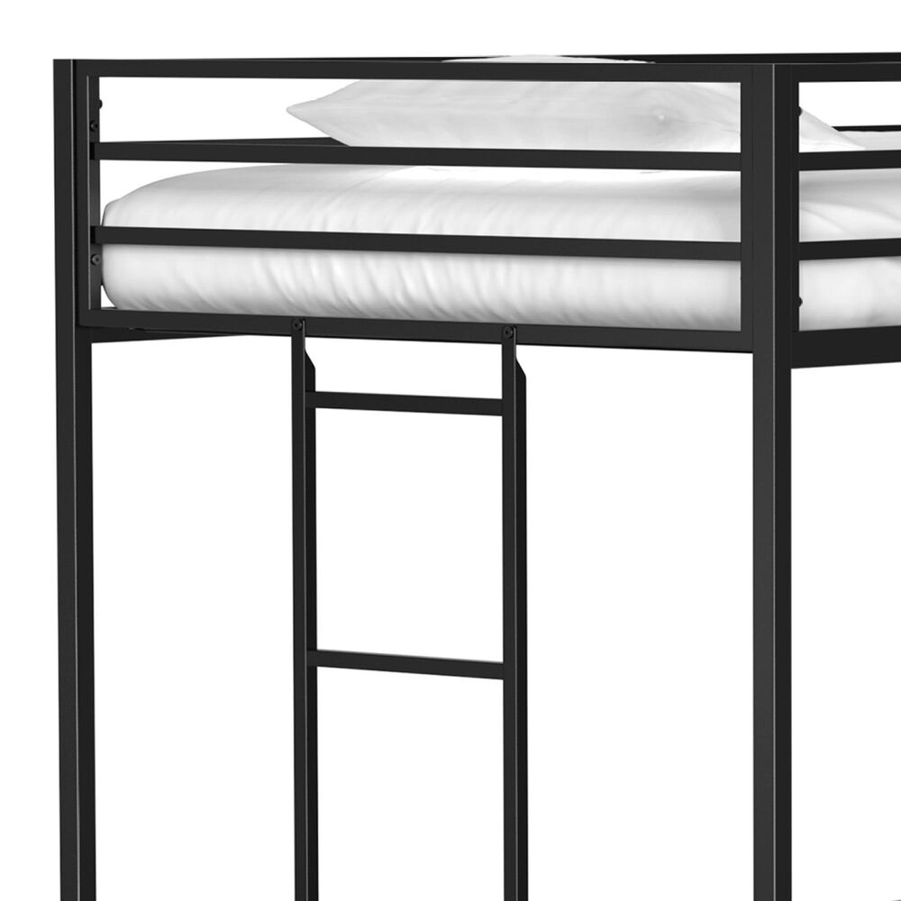 Hearth and Haven Adam Twin Loft Bunk Bed in Black, , large