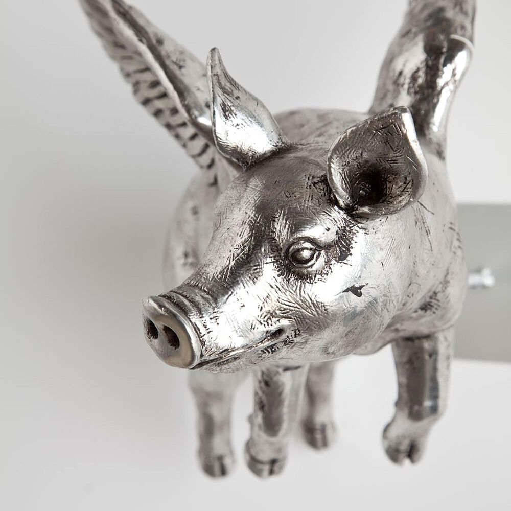 Mercana Hogbadi Flying Pigs in Silver Wall Art &#40;Set of 2&#41;, , large