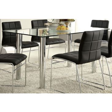 Furniture of America Salazar Dining Table in Chrome and Clear - Table Only, , large