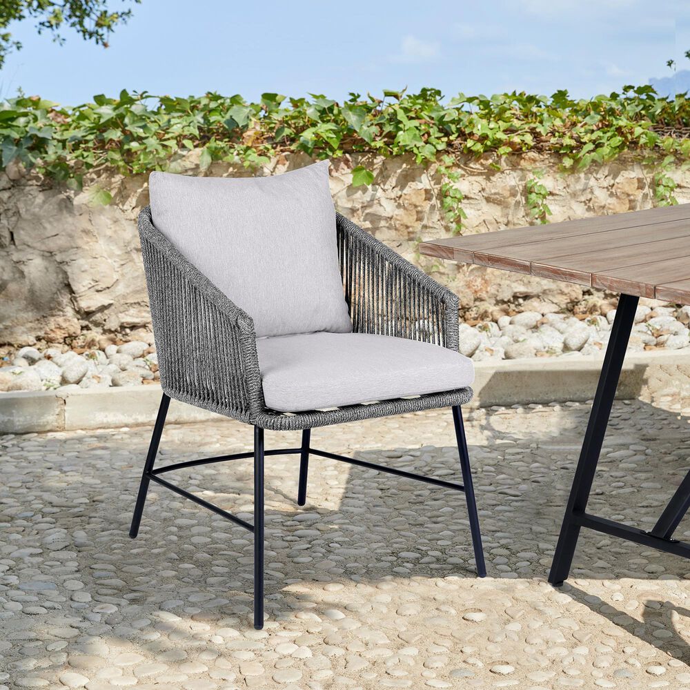 Blue River Ditas Outdoor Dining Chair with Grey Cushions in Black, , large