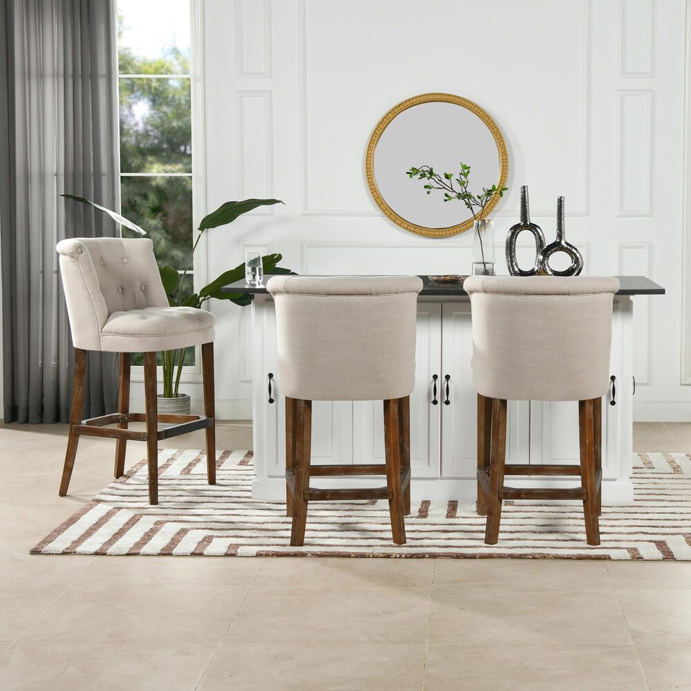 Jennifer Taylor Home Emma 30.5" Barstool in Greige Gray Nebraska