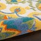Nourison Aloha 7"10" Round Blue, Yellow, Orange, Green and White Indoor/Outdoor Area Rug, , large